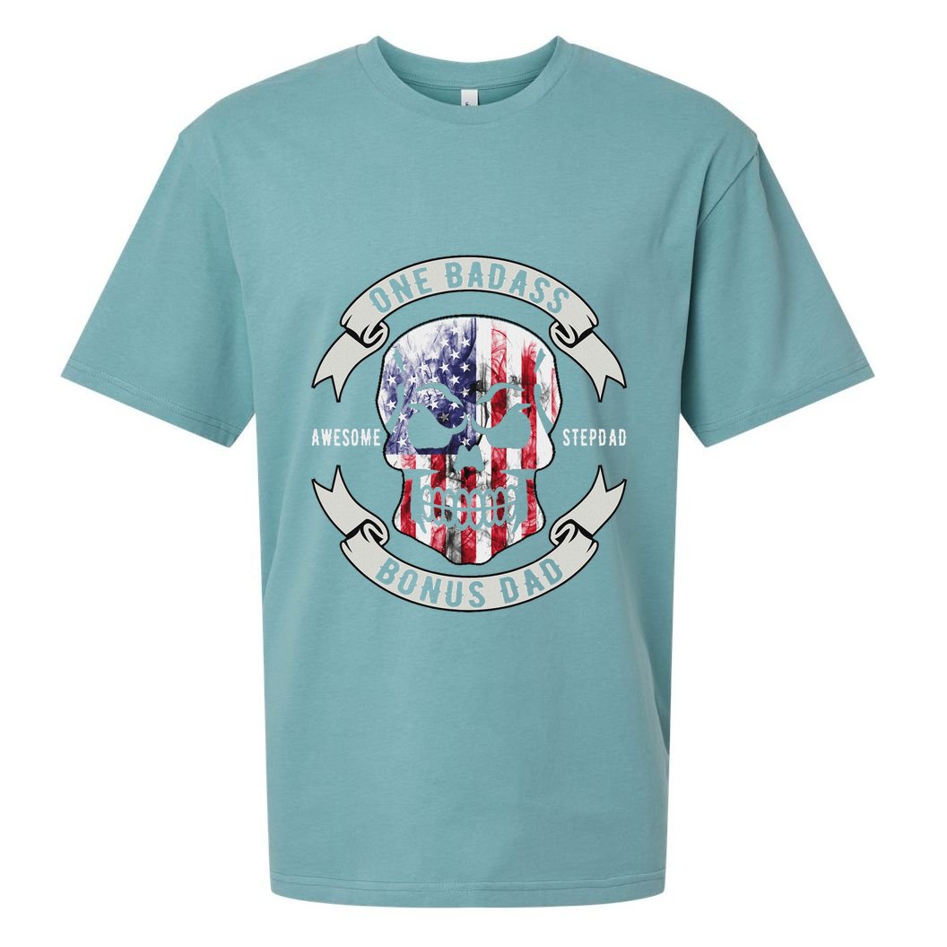 One Badass Bonus Stepdad Birthday Step Dad Fathers Day Funny Sueded Cloud Jersey T-Shirt
