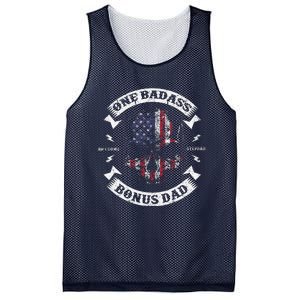 One Badass Bonus Dad Birthday Party Funny Skull Fathers Day Mesh Reversible Basketball Jersey Tank