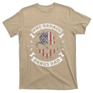 One Badass Bonus Dad Birthday Party Funny Skull Fathers Day T-Shirt