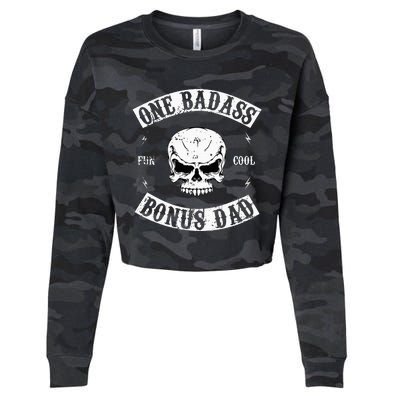 One Badass Bonus Step Dad Cropped Pullover Crew