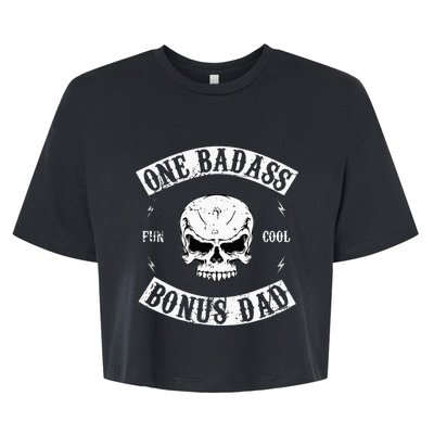 One Badass Bonus Step Dad Bella+Canvas Jersey Crop Tee