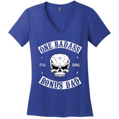 One Badass Bonus Step Dad Women's V-Neck T-Shirt