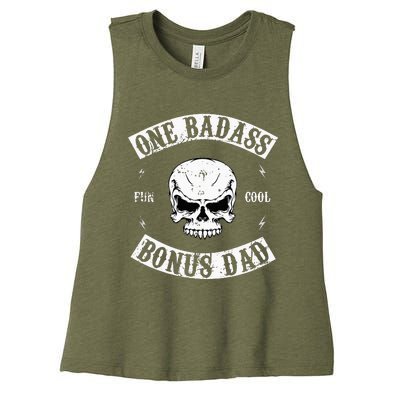 One Badass Bonus Step Dad Women's Racerback Cropped Tank