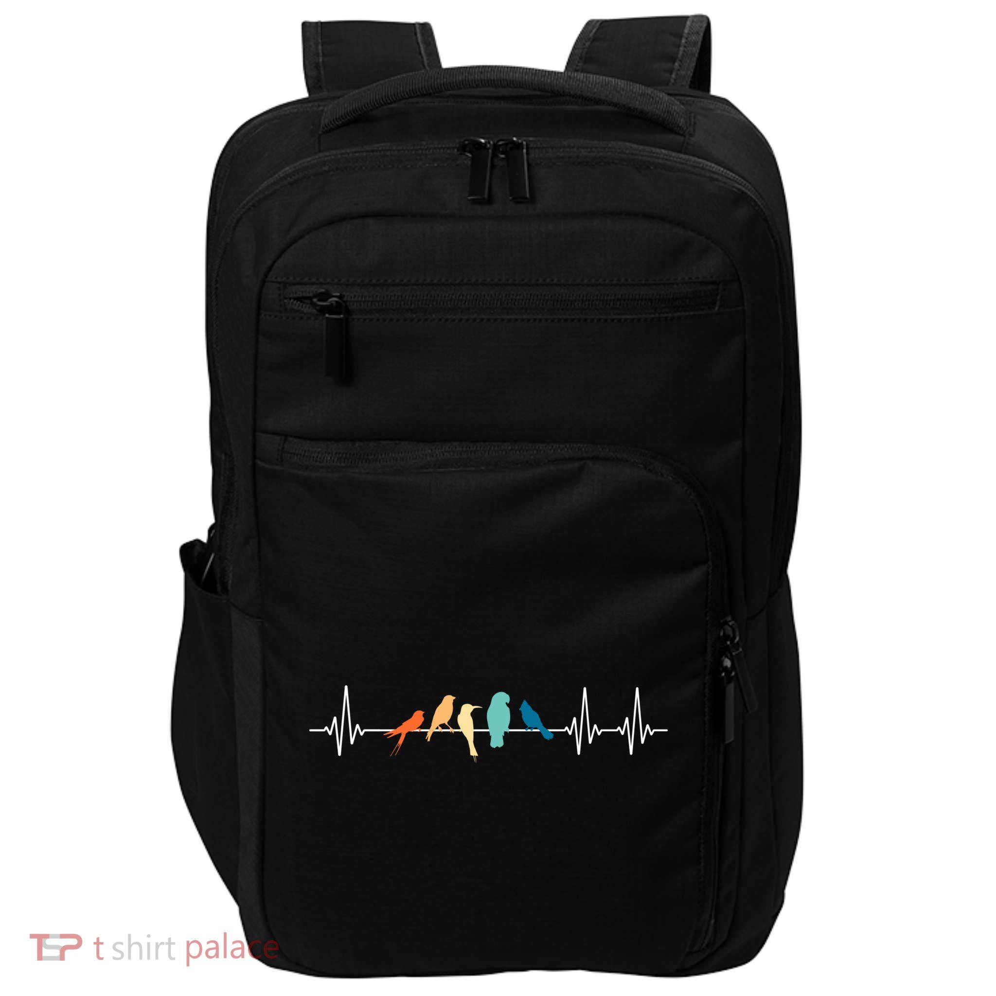 Ornithology Birdwatching Birder Heartbeat Gift Impact Tech Backpack