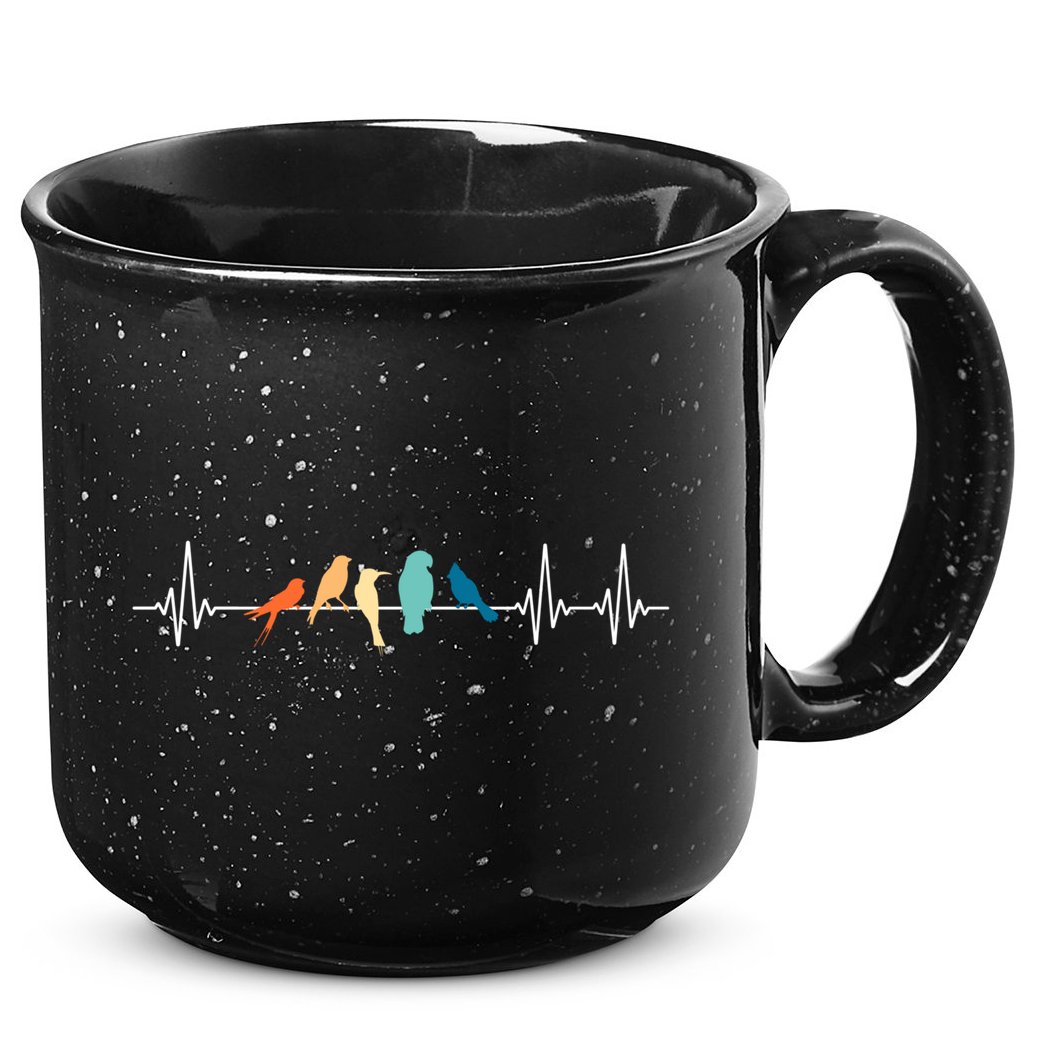 Ornithology Birdwatching Birder Heartbeat Gift 15oz Campfire Ceramic Mug