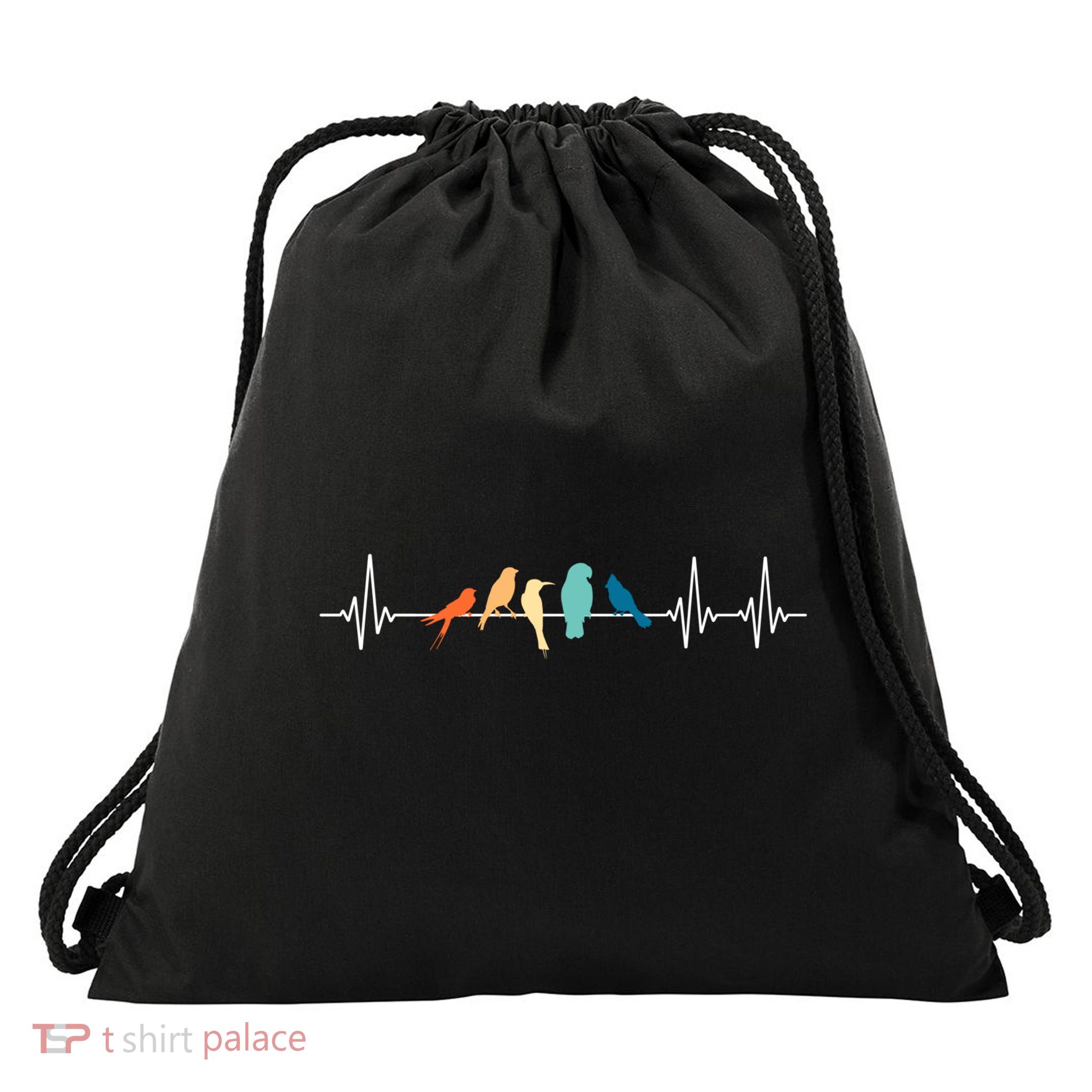 Ornithology Birdwatching Birder Heartbeat Gift Drawstring Bag