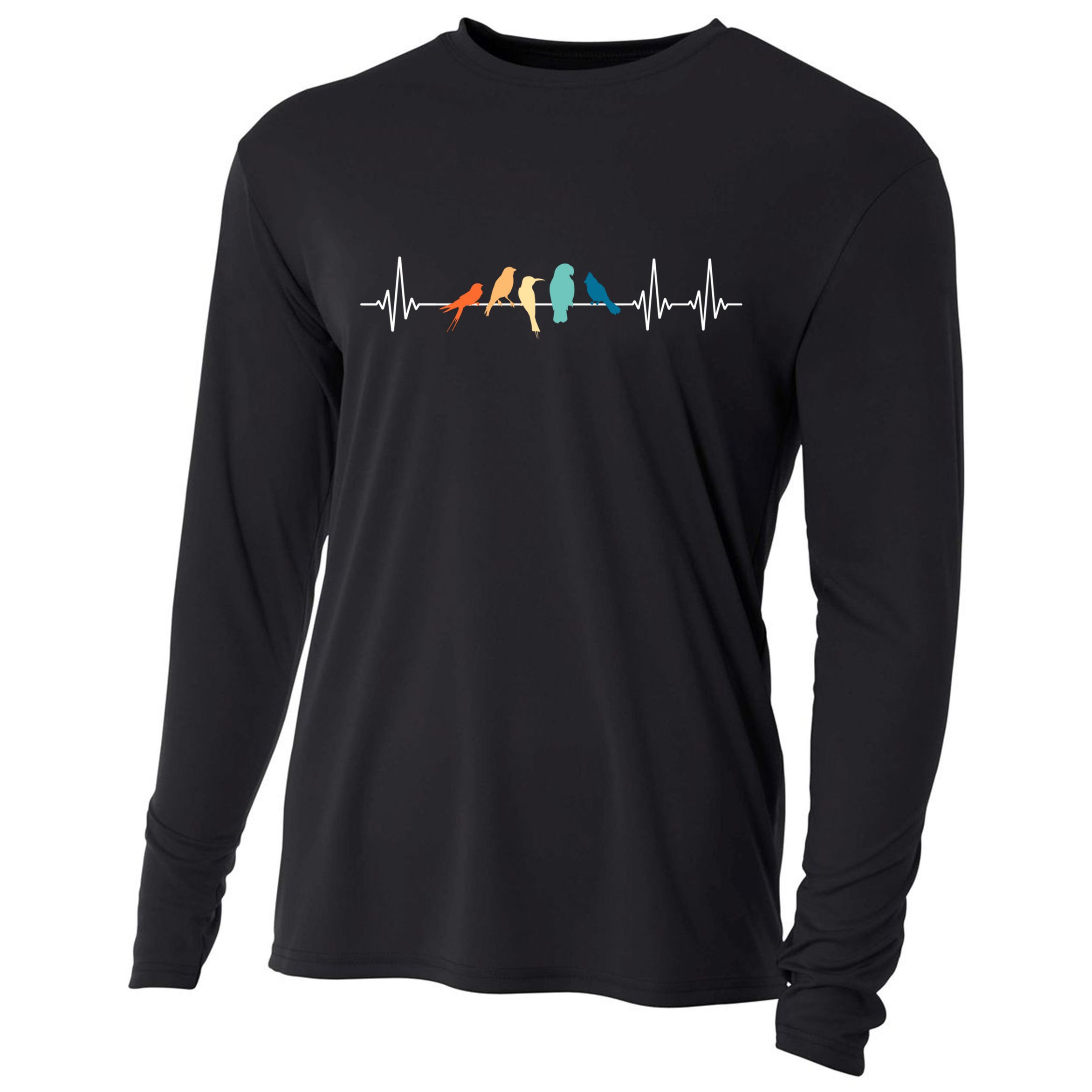 Ornithology Birdwatching Birder Heartbeat Gift Cooling Performance Long Sleeve Crew