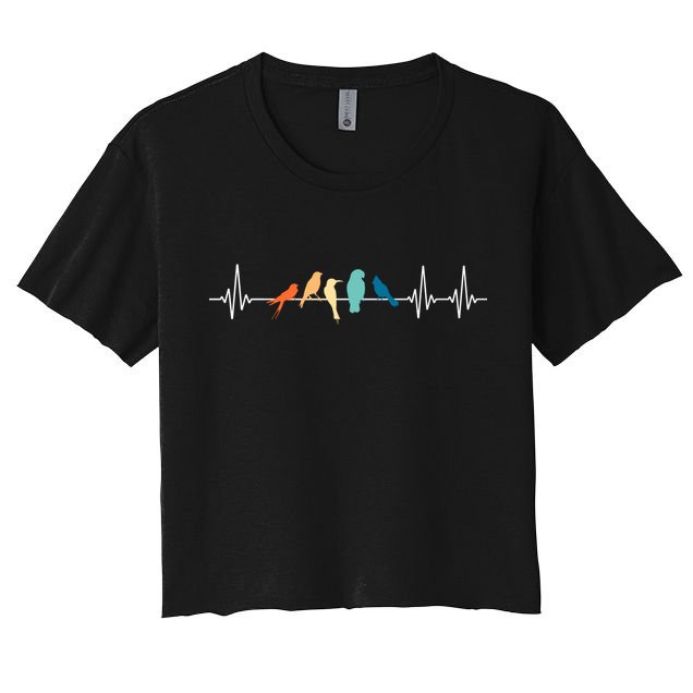 Ornithology Birdwatching Birder Heartbeat Gift Women's Crop Top Tee