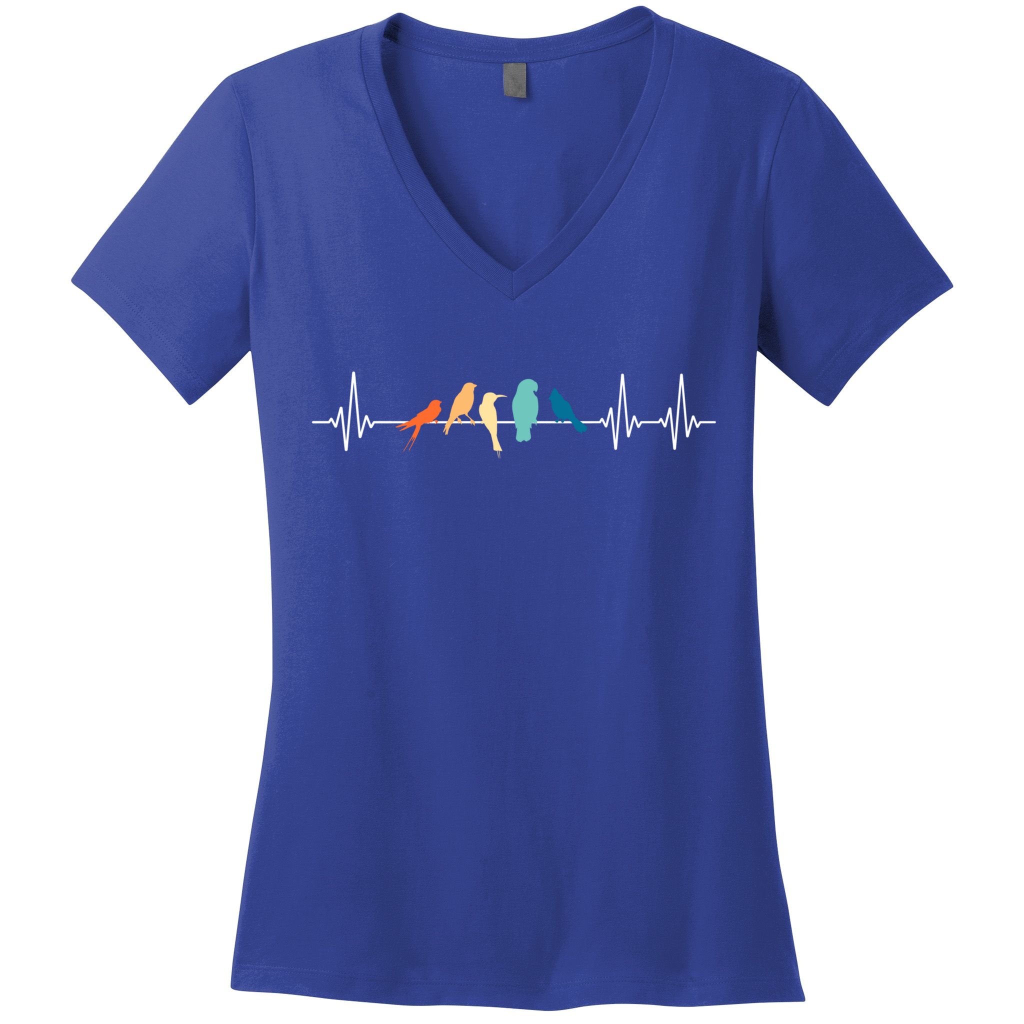 Ornithology Birdwatching Birder Heartbeat Gift Women's V-Neck T-Shirt