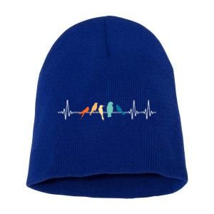 Ornithology Birdwatching Birder Heartbeat Gift Short Acrylic Beanie