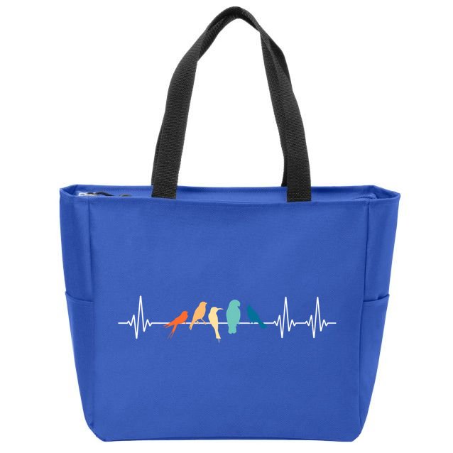Ornithology Birdwatching Birder Heartbeat Gift Zip Tote Bag