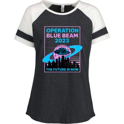 Operation Blue Beam UFO China Balloon Fake Media Enza Ladies Jersey Colorblock Tee