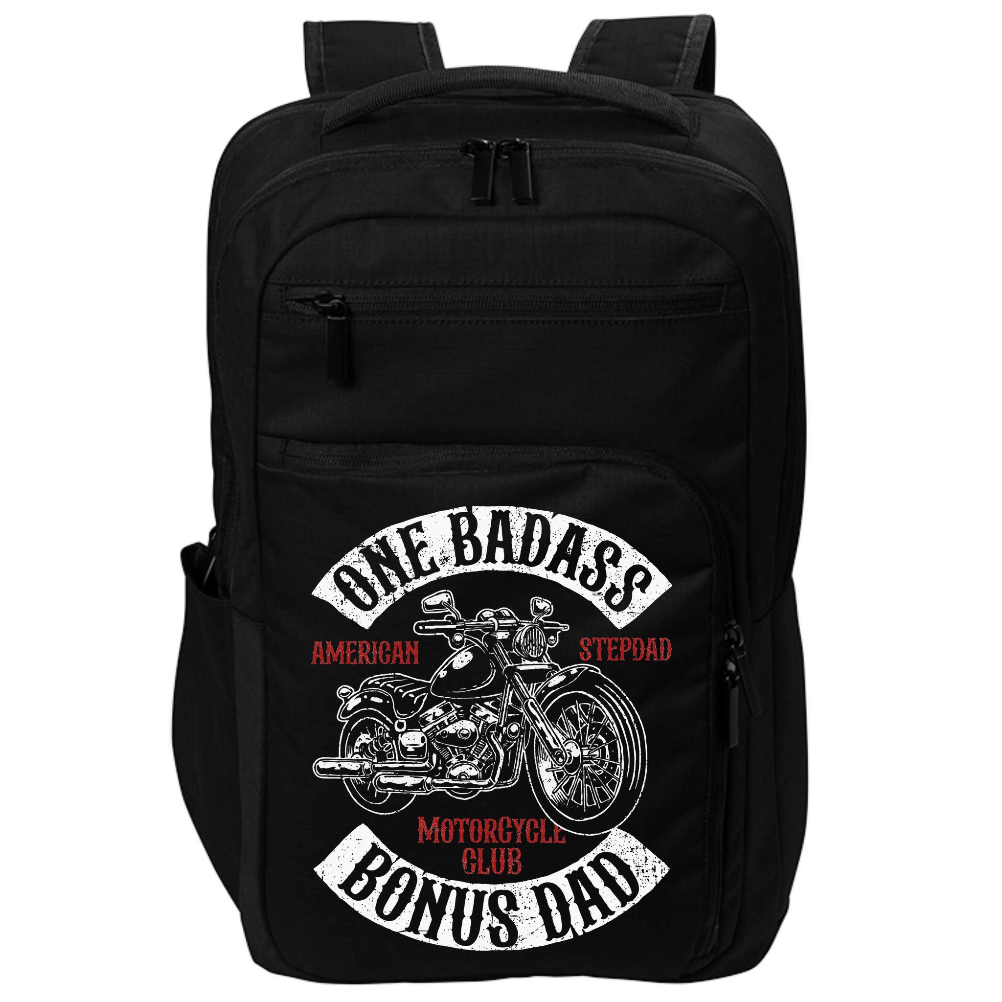 One Badass Bonus Stepdad Biker Motorcycle Step Dad Gift Idea Impact Tech Backpack