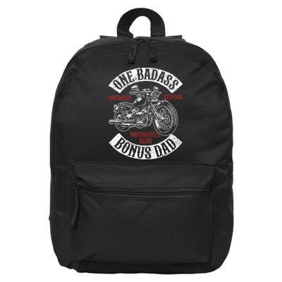 One Badass Bonus Stepdad Biker Motorcycle Step Dad Gift Idea 16 in Basic Backpack
