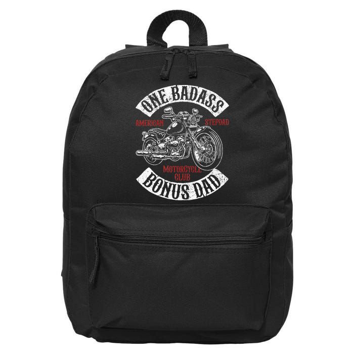 One Badass Bonus Stepdad Biker Motorcycle Step Dad Gift Idea 16 in Basic Backpack