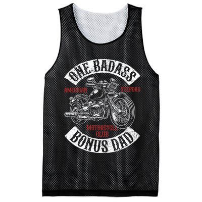 One Badass Bonus Stepdad Biker Motorcycle Step Dad Gift Idea Mesh Reversible Basketball Jersey Tank
