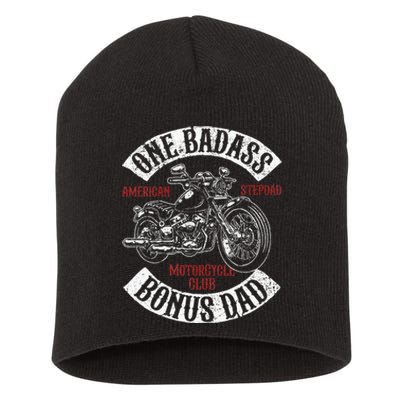 One Badass Bonus Stepdad Biker Motorcycle Step Dad Gift Idea Short Acrylic Beanie