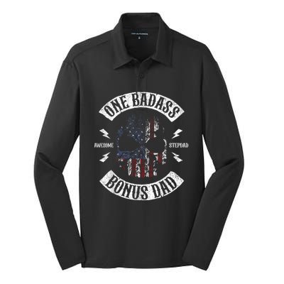 One Badass Bonus Stepdad Birthday Step Dad Fathers Day Gift Silk Touch Performance Long Sleeve Polo