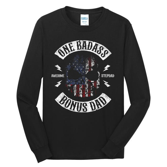 One Badass Bonus Stepdad Birthday Step Dad Fathers Day Gift Tall Long Sleeve T-Shirt