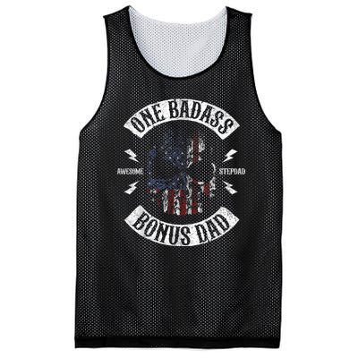 One Badass Bonus Stepdad Birthday Step Dad Fathers Day Gift Mesh Reversible Basketball Jersey Tank