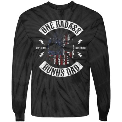 One Badass Bonus Stepdad Birthday Step Dad Fathers Day Gift Tie-Dye Long Sleeve Shirt