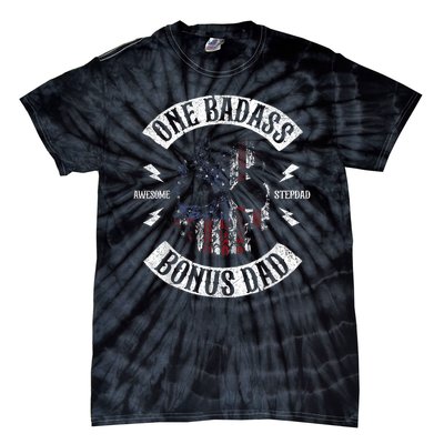 One Badass Bonus Stepdad Birthday Step Dad Fathers Day Gift Tie-Dye T-Shirt