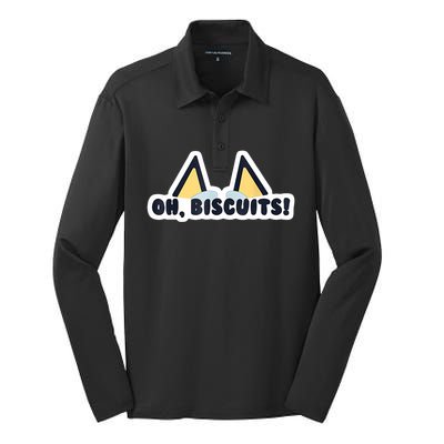 Oh Biscuits Blue Heeler Dog Dad Family Costume Silk Touch Performance Long Sleeve Polo