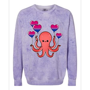 Octopus Balloon Bisexual Pride Gift Colorblast Crewneck Sweatshirt