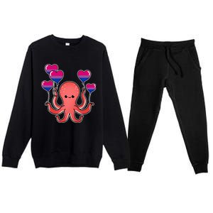 Octopus Balloon Bisexual Pride Gift Premium Crewneck Sweatsuit Set