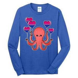 Octopus Balloon Bisexual Pride Gift Tall Long Sleeve T-Shirt