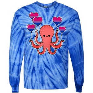 Octopus Balloon Bisexual Pride Gift Tie-Dye Long Sleeve Shirt