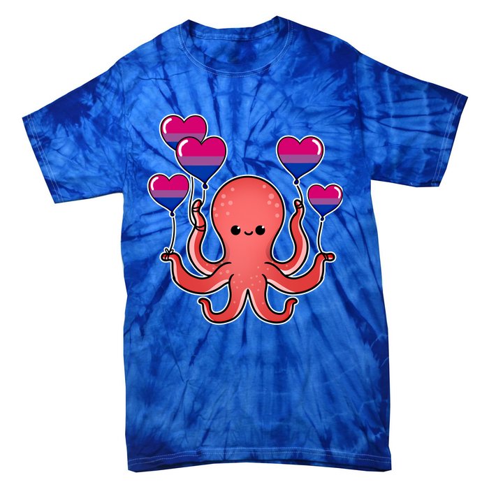 Octopus Balloon Bisexual Pride Gift Tie-Dye T-Shirt