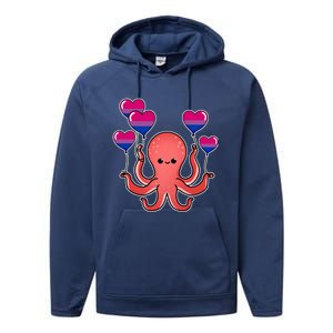 Octopus Balloon Bisexual Pride Gift Performance Fleece Hoodie