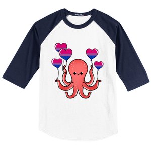 Octopus Balloon Bisexual Pride Gift Baseball Sleeve Shirt