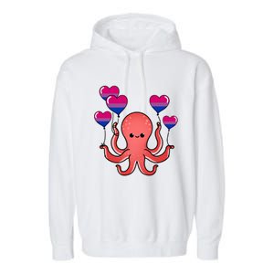 Octopus Balloon Bisexual Pride Gift Garment-Dyed Fleece Hoodie