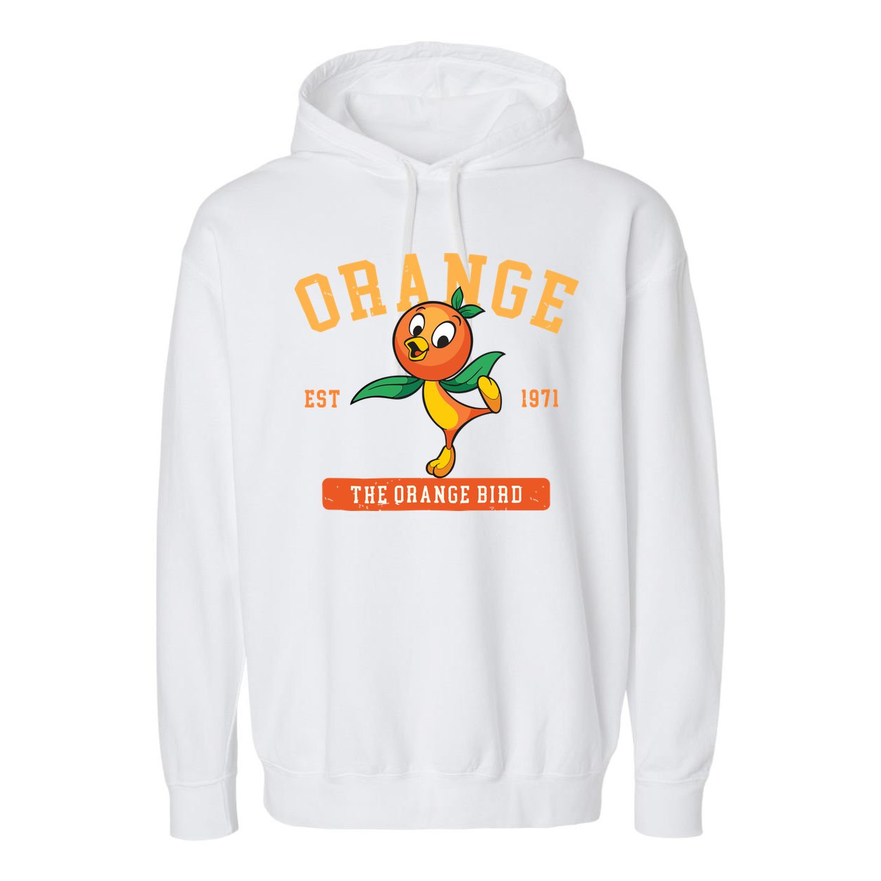 Orange Bird Beach Summer Vacation Flower And Garden Garment-Dyed Fleece Hoodie