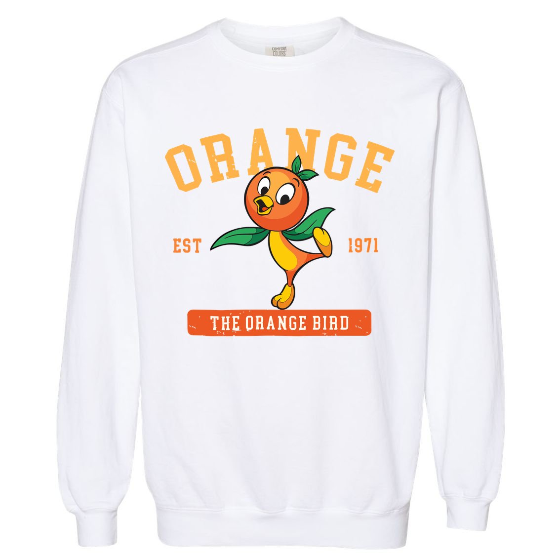 Orange Bird Beach Summer Vacation Flower And Garden Garment-Dyed Sweatshirt