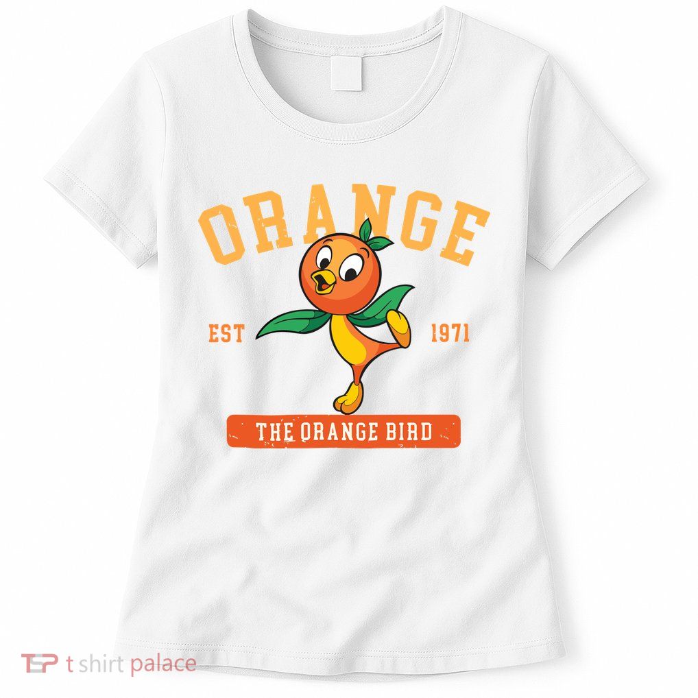 Orange Bird Beach Summer Vacation Flower And Garden Womens T-Shirt