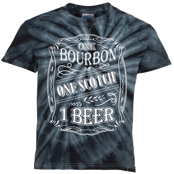 One Bour Bon One Scot Ch One Be Er Kids Tie-Dye T-Shirt