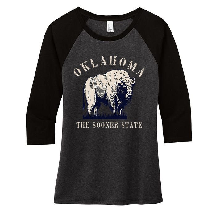 Oklahoma Bison Buffalo Women's Tri-Blend 3/4-Sleeve Raglan Shirt