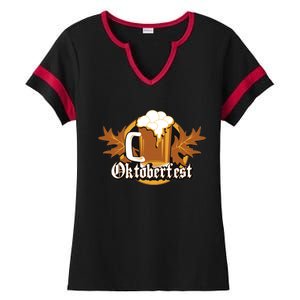 Oktoberfest Beer Celebration Logo Ladies Halftime Notch Neck Tee