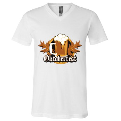 Oktoberfest Beer Celebration Logo V-Neck T-Shirt