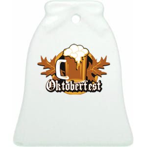 Oktoberfest Beer Celebration Logo Ceramic Bell Ornament