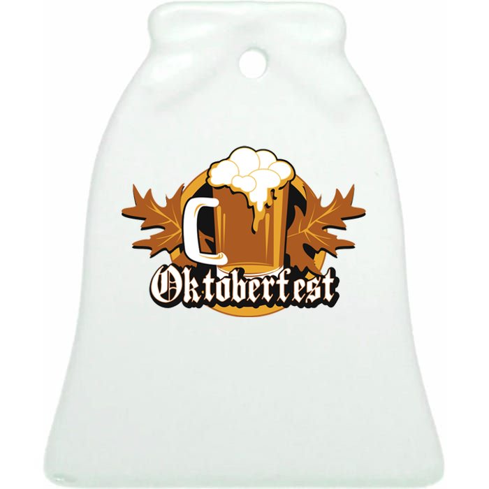 Oktoberfest Beer Celebration Logo Ceramic Bell Ornament