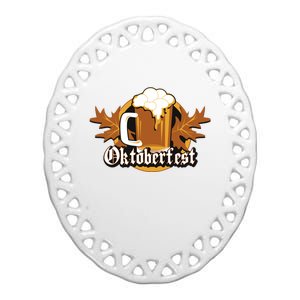 Oktoberfest Beer Celebration Logo Ceramic Oval Ornament