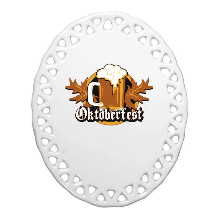 Oktoberfest Beer Celebration Logo Ceramic Oval Ornament