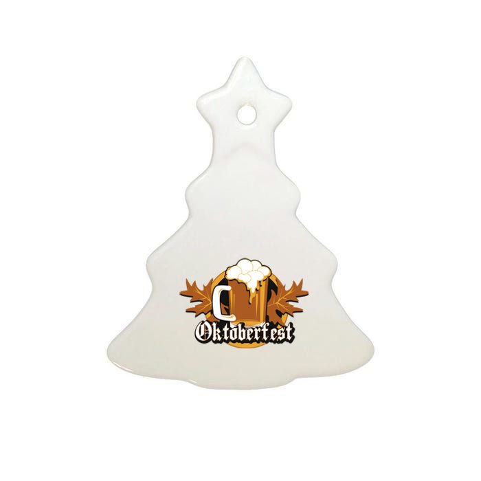 Oktoberfest Beer Celebration Logo Ceramic Tree Ornament