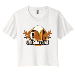 Oktoberfest Beer Celebration Logo Women's Crop Top Tee