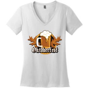 Oktoberfest Beer Celebration Logo Women's V-Neck T-Shirt