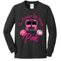 October Breast Cancer Awareness Pumpkin Halloween Kids Long Sleeve Shirt